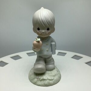 Precious Moments To The Apple of God's Eye 1993 Boy w/ Glasses Apple & Book